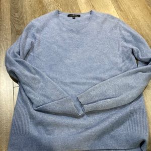 Light Blue Cashmere Vneck Mens Sweater